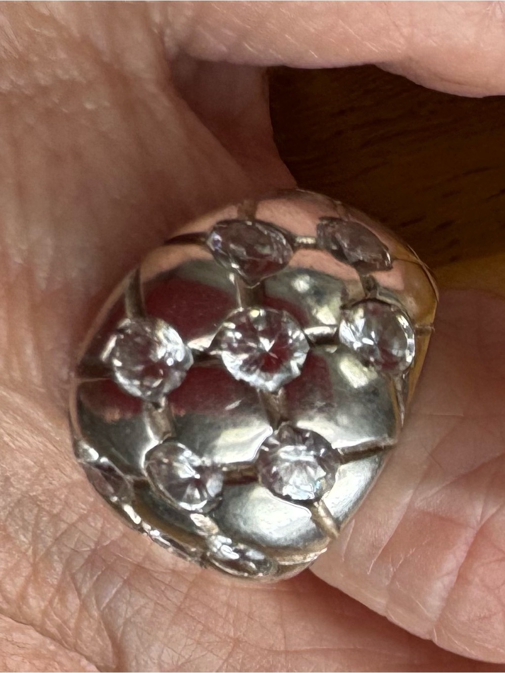 Silver Floral Cluster Ring with cubic zirconia. Size 7. In great shape.